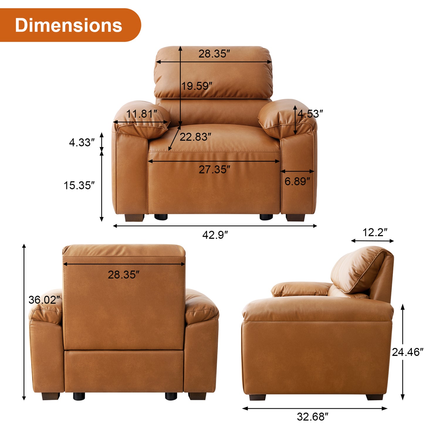 Harkawon Modular Sectional Modern Faux Leather Sofa Couches For Living Room
