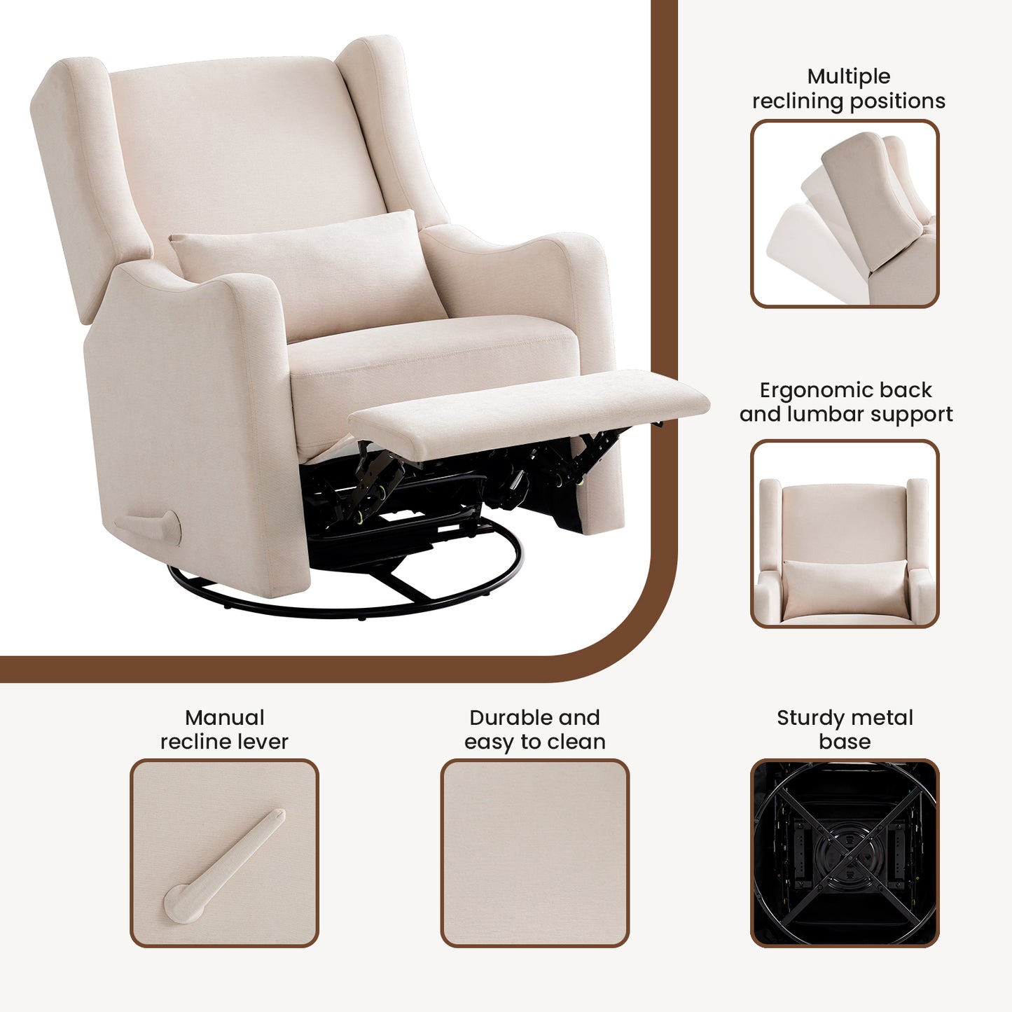 Harkawon Swivel Rocker Relincer Gilder for Adult and Nursery