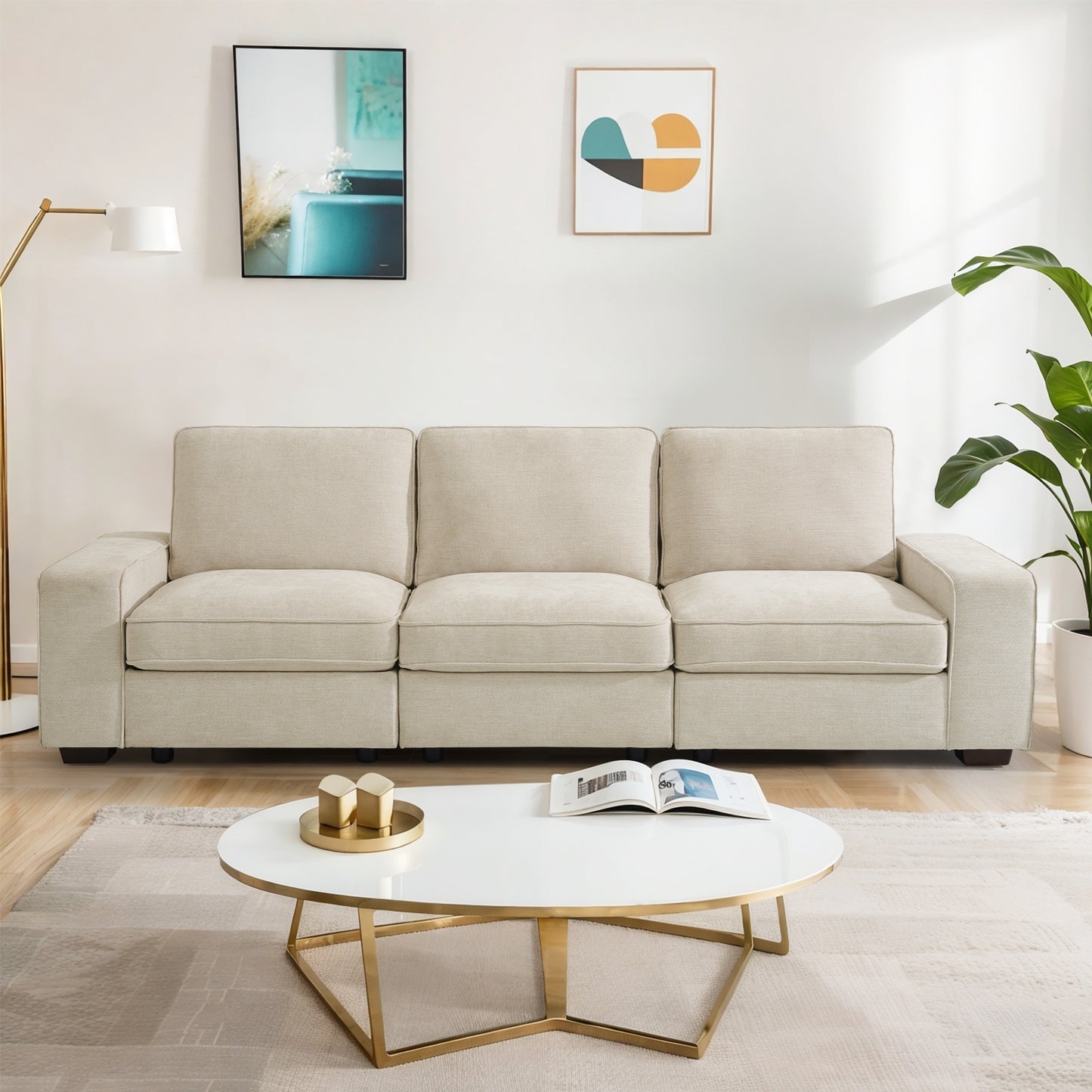 Harkawon Modular Sofa Couch with Large Seats Storage