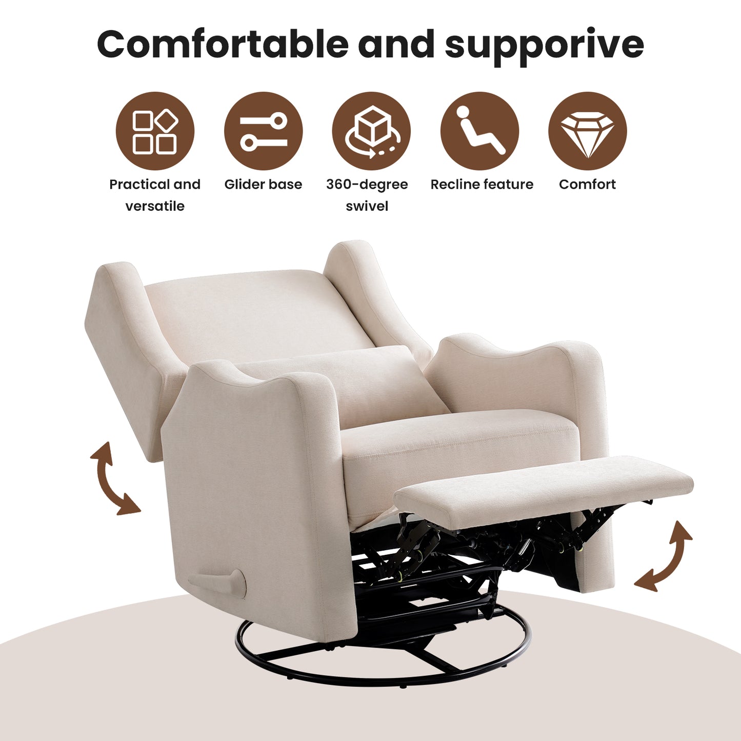 Harkawon Swivel Rocker Relincer Gilder for Adult and Nursery